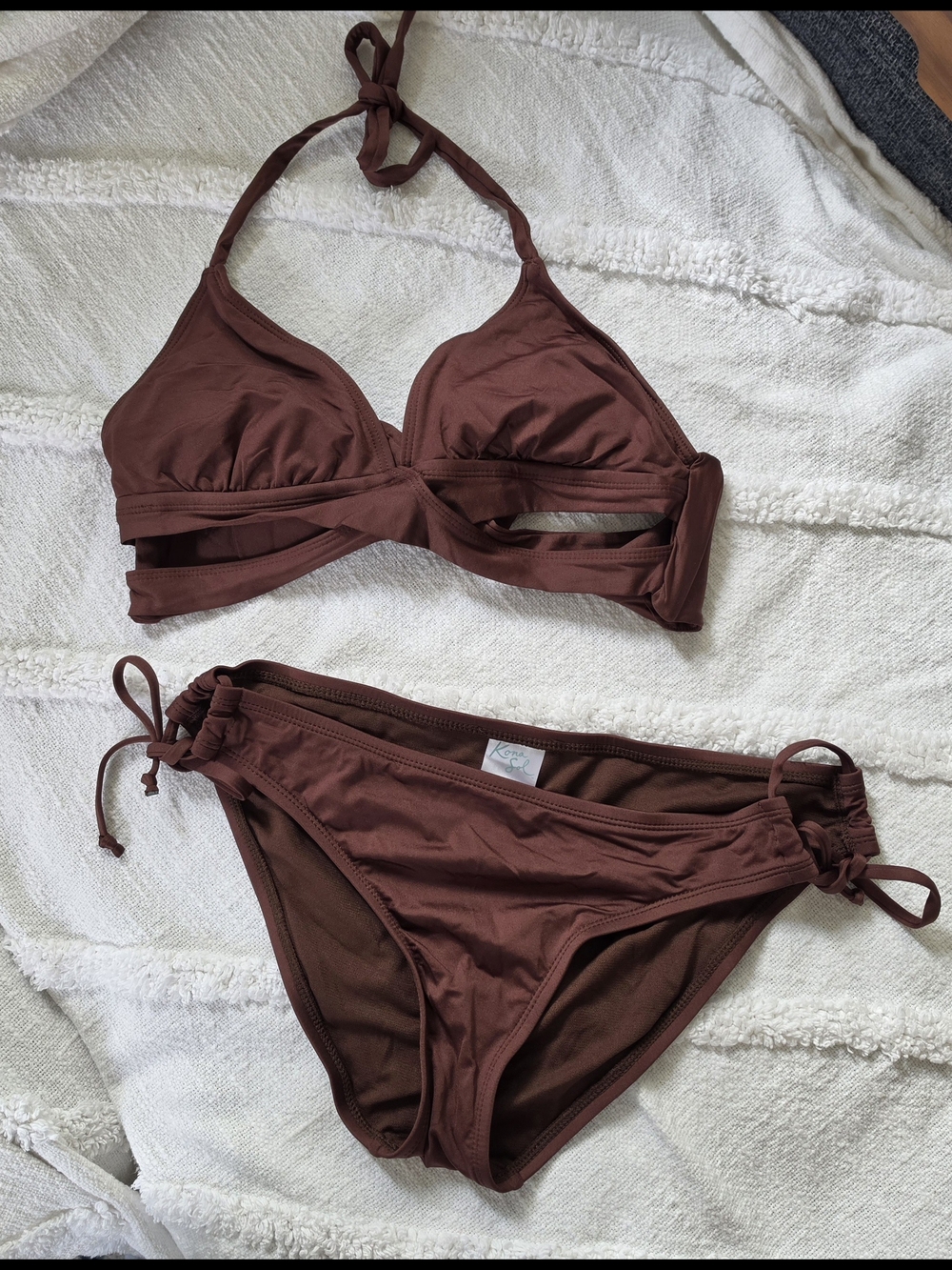 Kona Sol Chocolate Brown Halter Bikini Set